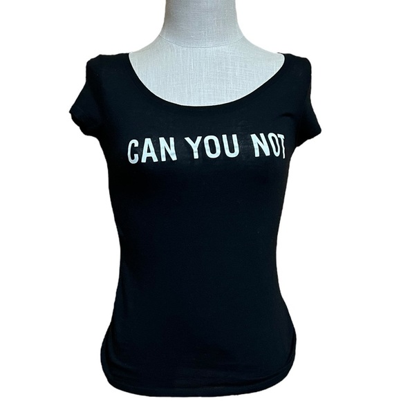 Express XS Black Graphic T-shirt Cotton Modal Blend Soft Fabric Scoop Neck - Picture 2 of 8